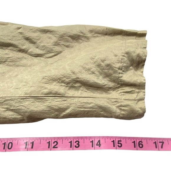 CHICO'S Women Crinkle Jacket Silk Blend Zip Snap Front Long Sleeve Sz 2/L Gold - Picture 7 of 13